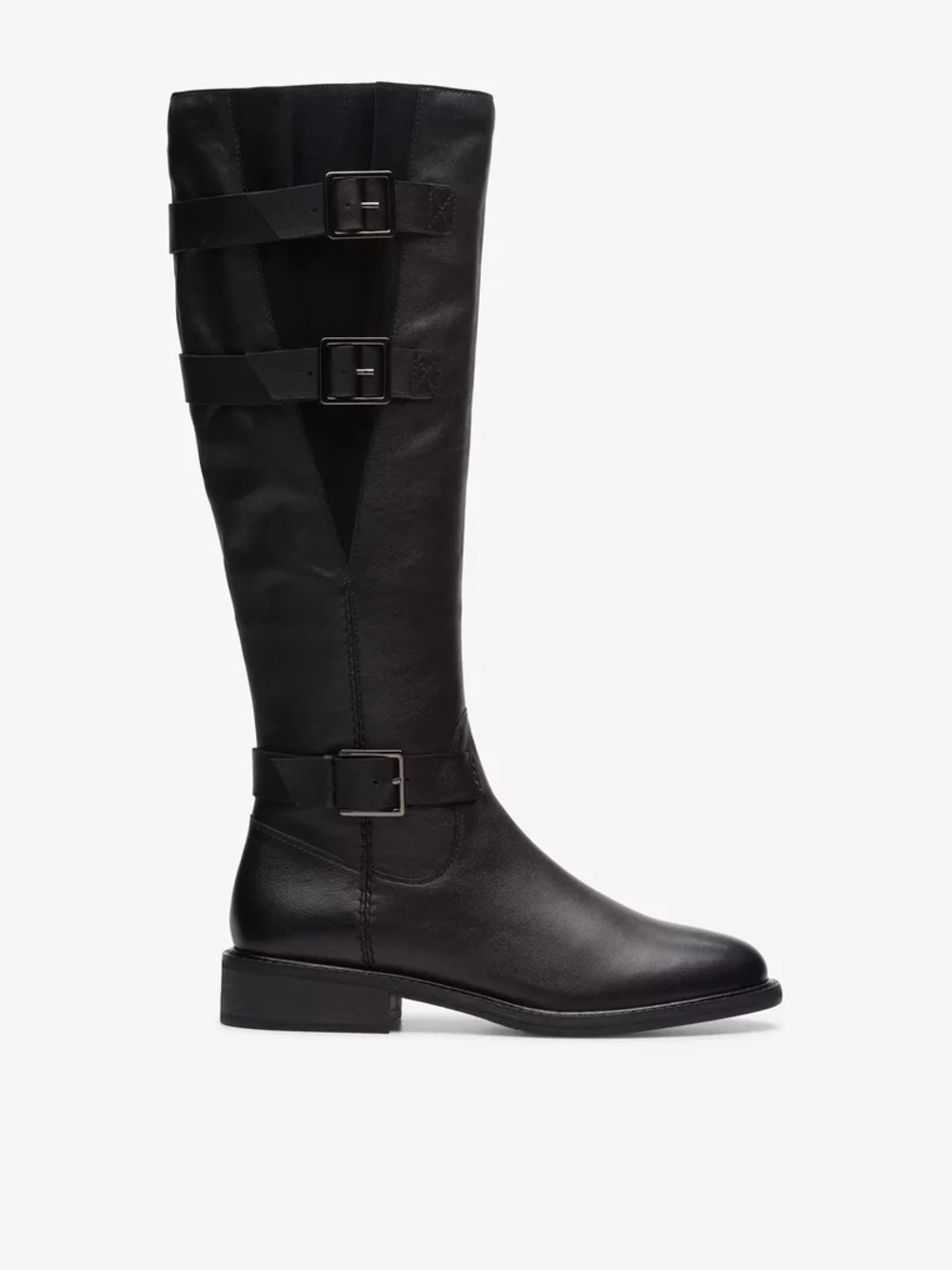 Clarks Black Knee-High Buckle Riding Boots